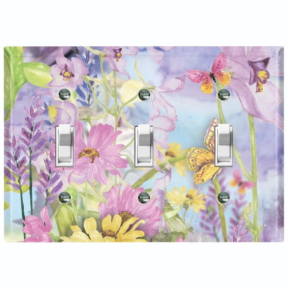 Metal Light Switch Plate Cover Classy Spring Floral Fields Sky Art FLW112