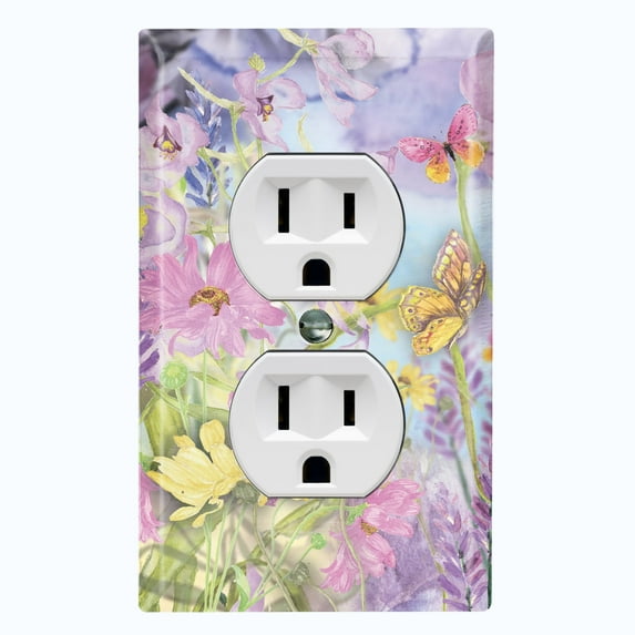 Metal Light Switch Plate Cover Classy Spring Floral Fields Sky Art FLW112