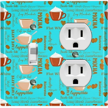 Metal Light Switch Plate Cover Coffee Mocha Latte Cup COF007