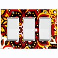 thumbnail image 1 of Metal Light Switch Plate Cover Colorful Black Red Mandala Flower Tile Pattern MDL023, 1 of 13