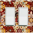 thumbnail image 1 of Metal Light Switch Plate Cover Colorful Black Red Mandala Flower Tile Pattern MDL027, 1 of 13