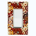 thumbnail image 1 of Metal Light Switch Plate Cover Colorful Black Red Mandala Flower Tile Pattern MDL027, 1 of 13