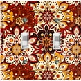 thumbnail image 1 of Metal Light Switch Plate Cover Colorful Black Red Mandala Flower Tile Pattern MDL027, 1 of 13