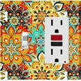 thumbnail image 1 of Metal Light Switch Plate Cover Colorful Flower Mandala Tile Pattern MDL018, 1 of 13