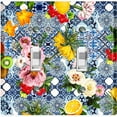 thumbnail image 1 of Metal Light Switch Plate Cover Colorful Flowers Fancy Blue Tile Pattern TIL010, 1 of 13