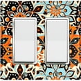thumbnail image 1 of Metal Light Switch Plate Cover Colorful Orange Blue Mandala Flower Tile Pattern MDL022, 1 of 13