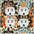 thumbnail image 1 of Metal Light Switch Plate Cover Colorful Orange Blue Mandala Flower Tile Pattern MDL022, 1 of 13