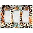 thumbnail image 1 of Metal Light Switch Plate Cover Colorful Orange Blue Mandala Flower Tile Pattern MDL022, 1 of 13