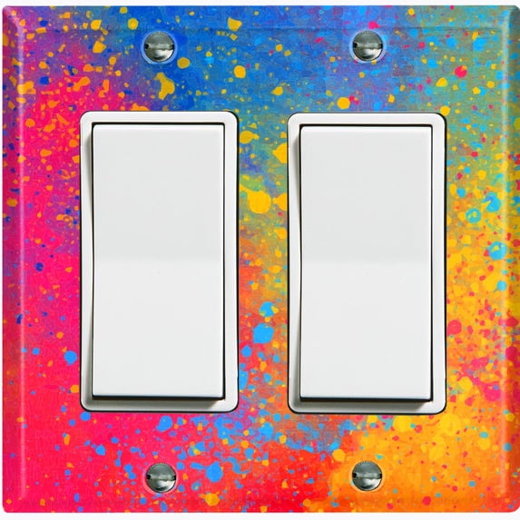 Metal Light Switch Plate Cover Colorful Paint Splash Art Wallpaper WAL024