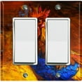 thumbnail image 1 of Metal Light Switch Plate Cover Colorful Rooster Fiery Sunset Portrait Painting PNT012, 1 of 13