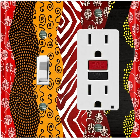 Metal Light Switch Plate Cover Colorful Safari African Tribal Art Pattern SFR036