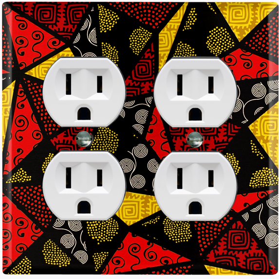 Metal Light Switch Plate Cover Colorful Safari African Tribal Art Tile Pattern SFR038