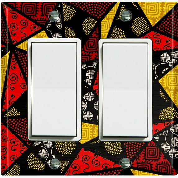 Metal Light Switch Plate Cover Colorful Safari African Tribal Art Tile Pattern SFR038