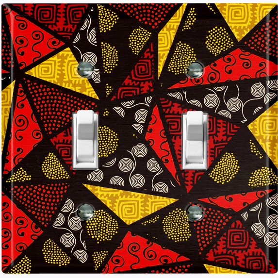 Metal Light Switch Plate Cover Colorful Safari African Tribal Art Tile Pattern SFR038