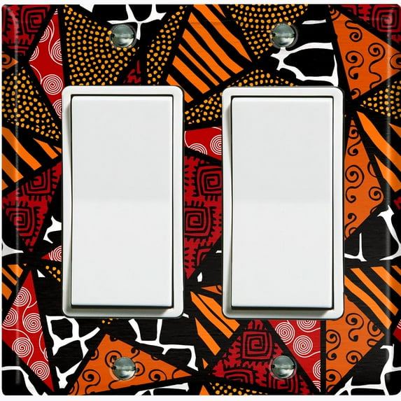 Metal Light Switch Plate Cover Colorful Safari African Tribal Art Tile Pattern SFR041