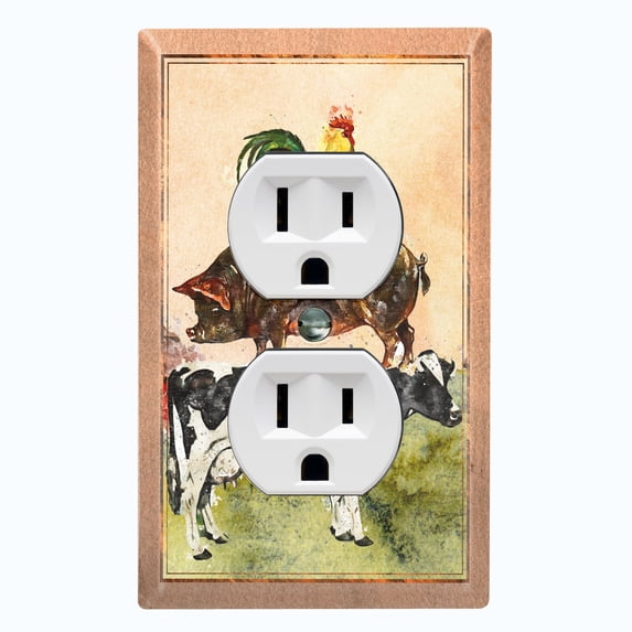Metal Light Switch Plate Cover Countryside Cow Pig Chicken Animal Farm ANM007