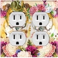 thumbnail image 1 of Metal Light Switch Plate Cover Cute Bulldog Couple Green Fedora Floral Crown DOG024, 1 of 13