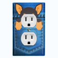 thumbnail image 1 of Metal Light Switch Plate Cover Cute Chihuahua Puppy Dog Pocket DOG006, 1 of 1