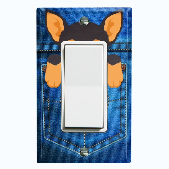 Metal Light Switch Plate Cover Cute Chihuahua Puppy Dog Pocket DOG006