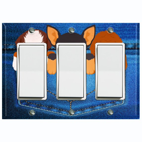 Metal Light Switch Plate Cover Cute Chihuahua Puppy Dog Pocket DOG006