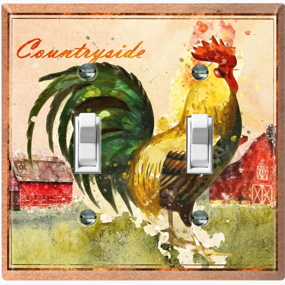 Metal Light Switch Plate Cover Cute Countryside Rooster Animal Farm ANM010