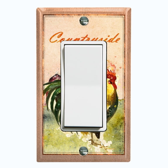 Metal Light Switch Plate Cover Cute Countryside Rooster Animal Farm ANM010