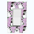 thumbnail image 1 of Metal Light Switch Plate Cover Cute Penguins Ice Skating Purple BRD003, 1 of 13