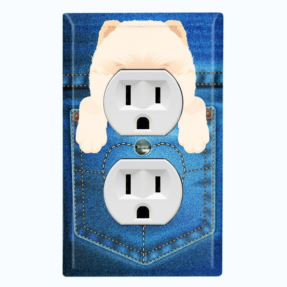 Metal Light Switch Plate Cover Cute Pomeranian Puppy Dog Pocket DOG003