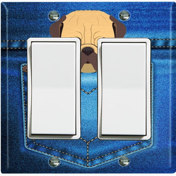 Metal Light Switch Plate Cover Cute Pug Puppy Dog Pocket DOG009
