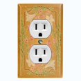 thumbnail image 1 of Metal Light Switch Plate Cover Elegant Antique Floral Tile Frame Brown FLW078, 1 of 15