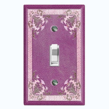Metal Light Switch Plate Cover Elegant Antique Floral Tile Frame Purple FLW081