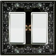 thumbnail image 1 of Metal Light Switch Plate Cover Elegant Black Mandala Floral Rug Tile Pattern TIL074, 1 of 13