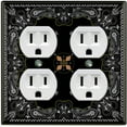thumbnail image 1 of Metal Light Switch Plate Cover Elegant Black Mandala Floral Rug Tile Pattern TIL074, 1 of 13