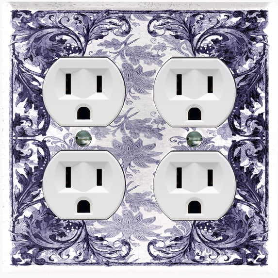 Metal Light Switch Plate Cover Elegant Black and White Grape Vine Damask Frame FRA052