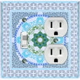 thumbnail image 1 of Metal Light Switch Plate Cover Elegant Blue Floral Mandala Rug Tile Pattern TIL072, 1 of 13