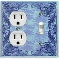 thumbnail image 1 of Metal Light Switch Plate Cover Elegant Blue Grape Vine Damask Frame FRA050, 1 of 13