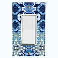 thumbnail image 1 of Metal Light Switch Plate Cover Elegant Blue Teal White Tile Pattern TIL016, 1 of 13
