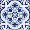 thumbnail image 1 of Metal Light Switch Plate Cover Elegant Blue White Mandala Tile Pattern TIL025, 1 of 15