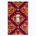 thumbnail image 1 of Metal Light Switch Plate Cover Elegant Burgundy Diamond Rose Gate Damask DAM077, 1 of 13