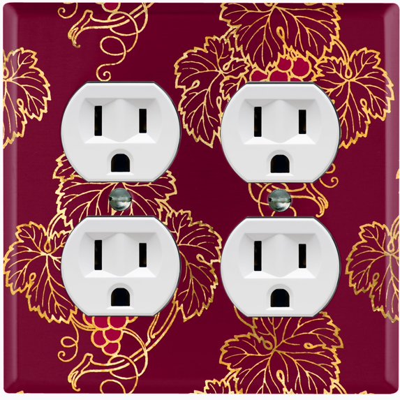Metal Light Switch Plate Cover Elegant Burgundy Grape Vine Damask DAM075