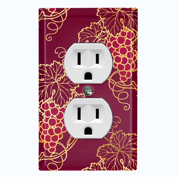 Metal Light Switch Plate Cover Elegant Burgundy Grape Vine Damask DAM075