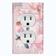 thumbnail image 1 of Metal Light Switch Plate Cover Elegant Floral Hummingbird Frame Tile Pink FLW108, 1 of 13