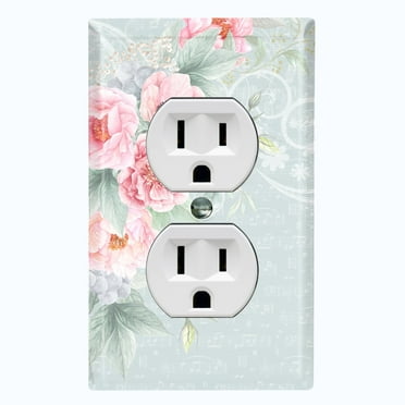 Metal Light Switch Plate Cover Elegant Floral Musical Damask Mint FLW113