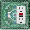 thumbnail image 1 of Metal Light Switch Plate Cover Elegant Green Mandala Flower Tile Pattern TIL063, 1 of 13