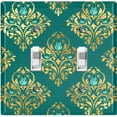 thumbnail image 1 of Metal Light Switch Plate Cover Elegant Green Yellow Damask DAM088, 1 of 13