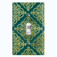 thumbnail image 1 of Metal Light Switch Plate Cover Elegant Green Yellow Diamond Cross Damask DAM091, 1 of 13