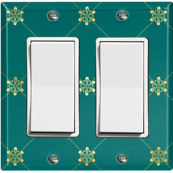 Metal Light Switch Plate Cover Elegant Green Yellow Diamond Cross Damask DAM092