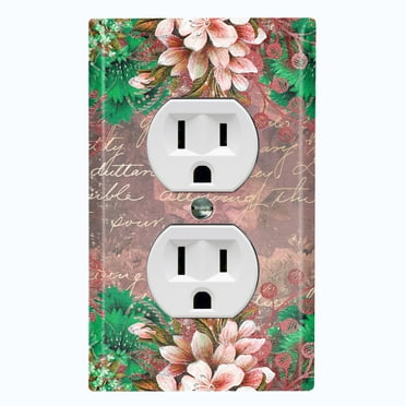 Metal Light Switch Plate Cover Elegant Mauve Floral Nature Scripture Damask FLW084