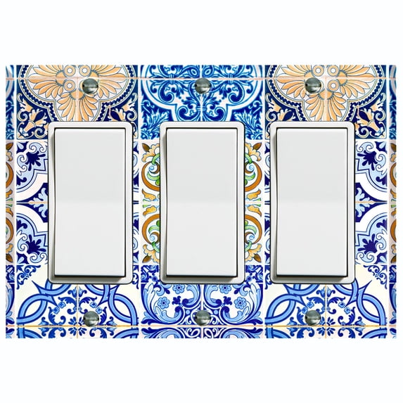 Metal Light Switch Plate Cover Elegant Mosaic Tile Pattern Collage TIL021