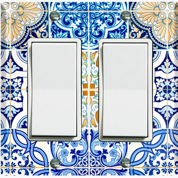 Metal Light Switch Plate Cover Elegant Mosaic Tile Pattern Collage TIL021